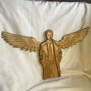 Supernatural Castiel Wood Tree Topper Etched Figurine TV Show